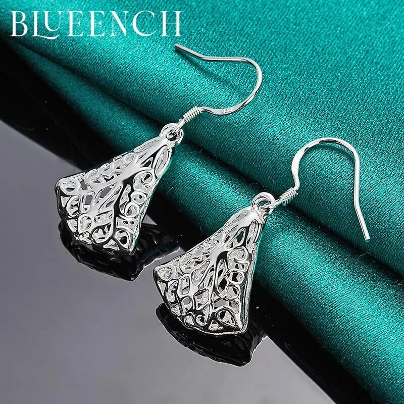 Bluench Anting-Anting Rok Cut-Out Perak Murni 925 Cocok untuk Perhiasan Mode Pesta Pernikahan Wanita