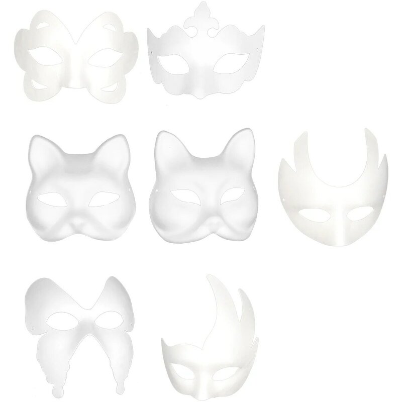 DIY аниме маска целлюлозы японская маска Половина лица ручная роспись кошка лисы маска Аниме маскарад Хэллоуин фестиваль косплей реквизит