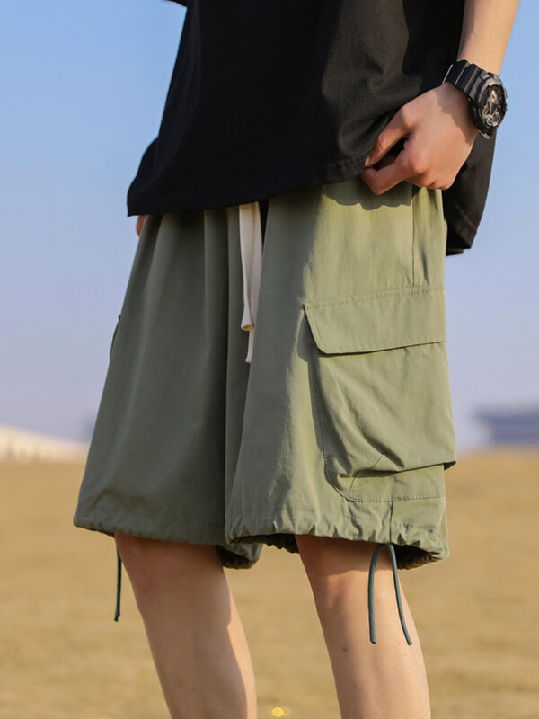 Pantalones cortos de 3 colores para hombre, diseño de bolsillo, entrenamiento Harajuku, Simple, holgado, diario, Popular, estilo japonés