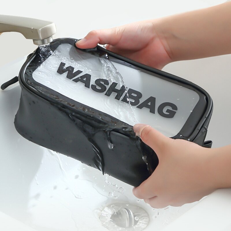 Transparente Zipper Cosmetic Bag para Mulheres, Travel Bag, Waterproof Wash Toiletry Bags, Makeup Organizer