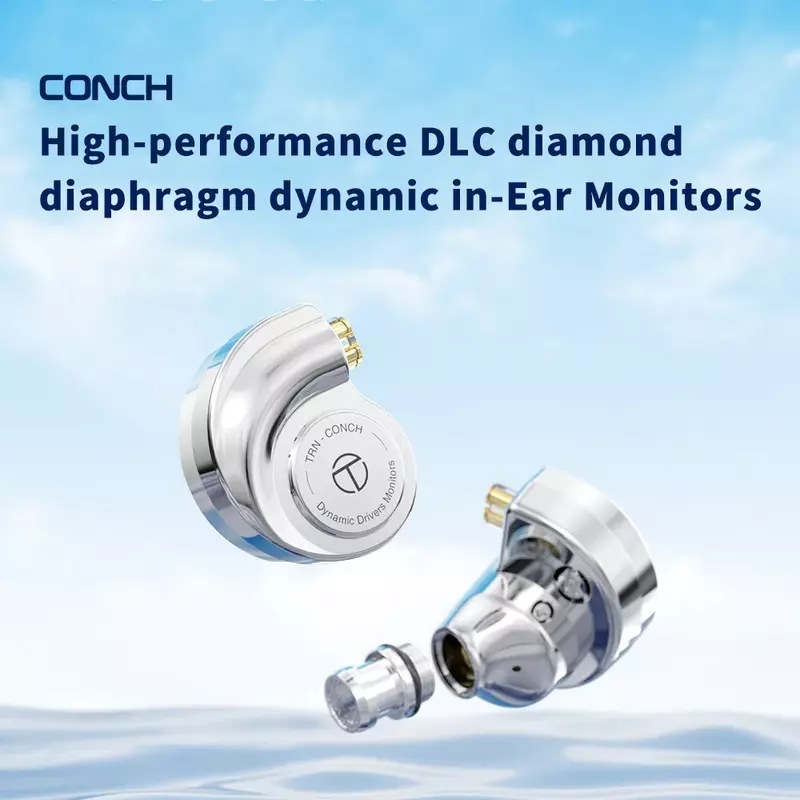 TRN Conch 콘치 이어폰, 고성능 DLC 다이아몬드 다이어프램, 다이내믹 인이어 모니터, 교체 가능한 튜닝 깍지 필터, 인기 판매