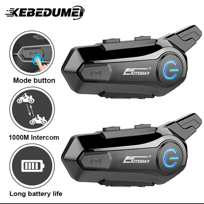 1/2Pcs Bluetooth Intercom Motorfiets Helm Bluetooth Headset Voor 2 Rider Intercomunicador Moto Interphone Headset Draadloze