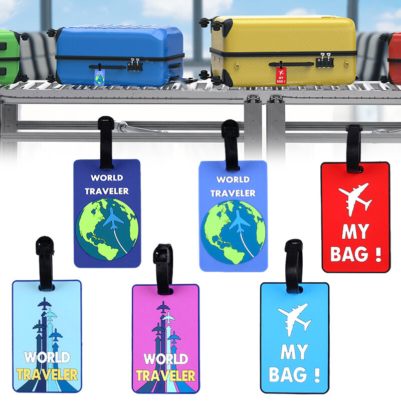 PVC Soft Glue Airplane Luggage Tag Card Cover Name Labels Suitcase ID Address Hang Tag Boarding Pass Labels Travel Accessories