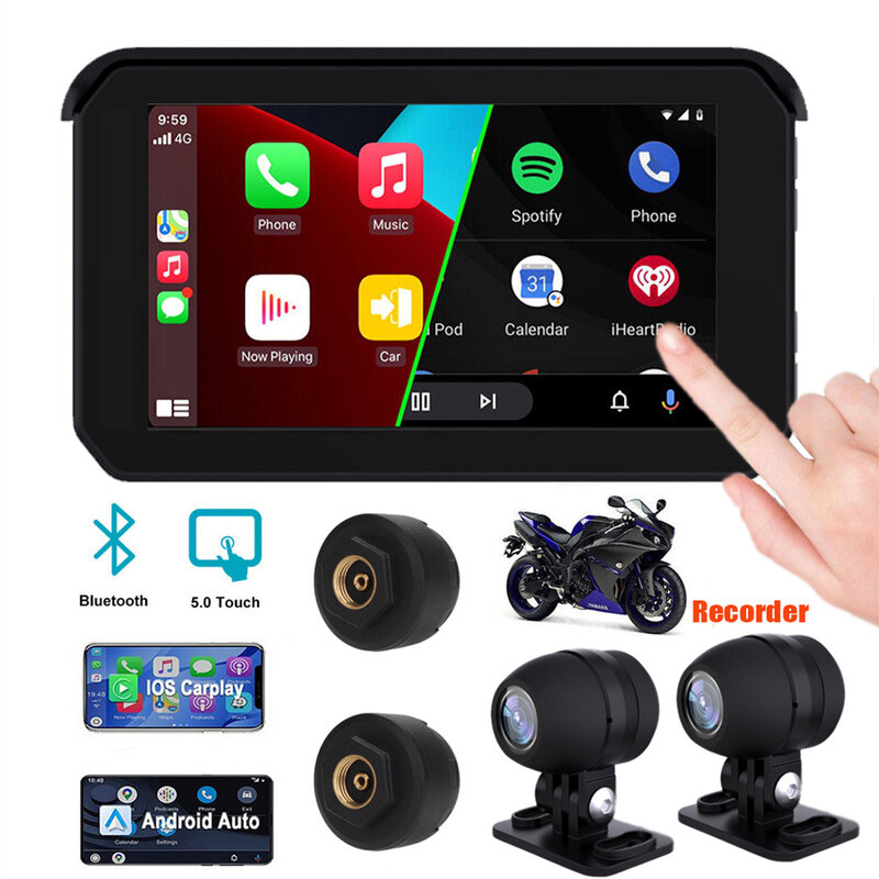 5Inch Touch Screen Portable Motorcycle Navigator Wireless Car Play Android Auto Portable Motorbike