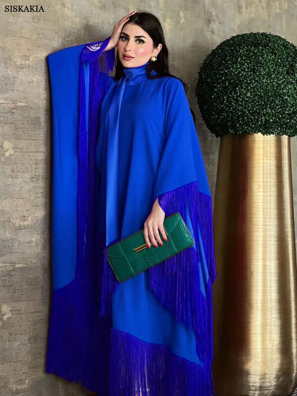 Modesto mantello musulmano nappa Abaya per le donne moda sciolto Plus Size manica a pipistrello abiti da sera per feste marocchino Dubai caftano