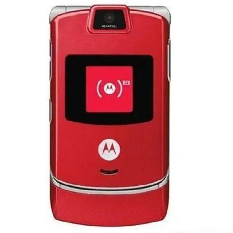 Motorola RAZR V3โทรศัพท์มือถือบลูทูธแบบฝาพับปลดล็อกที่มีคุณภาพสูงโทรศัพท์มือถือ GSM 1.23 MP กล้อง850/900/1800/1900