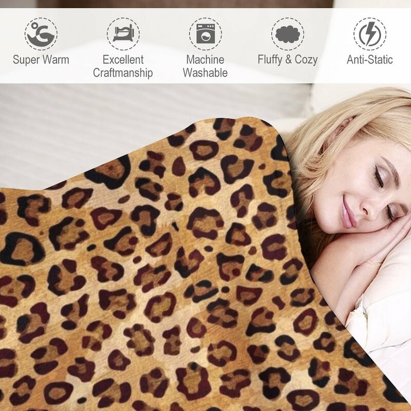 Couverture de canapé à imprimé léopard Bergame rustique, couvertures décoratives, extra large, couverture douce