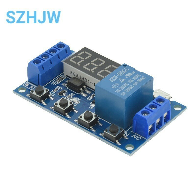 1 Channel 5V Relay 6-30V Relay Module OFF/ON Switch Trigger Time Delay Circuit Timer Cycle 999 minutes Adjustable XY-J02