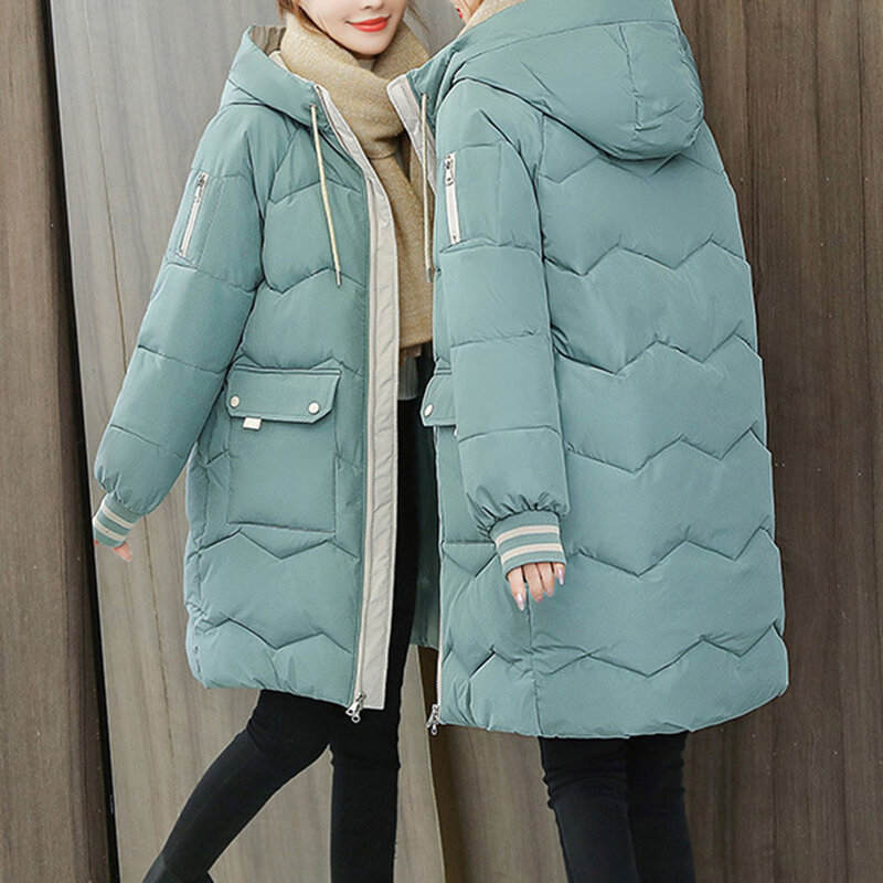 Cappotto invernale da donna con cappuccio trapuntato a maniche lunghe in cotone imbottito cappotto invernale per capispalla per il freddo