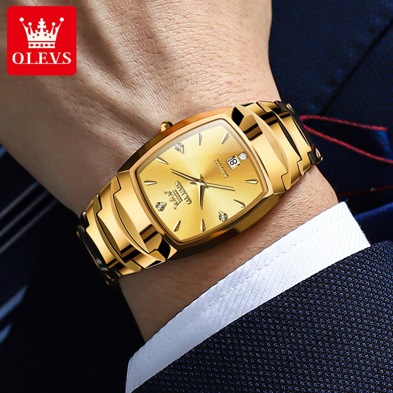 OLEVS-Reloj de pulsera de cuarzo con correa de acero de tungsteno para hombre y mujer, cronógrafo de lujo con diamantes, resistente al agua, 7006