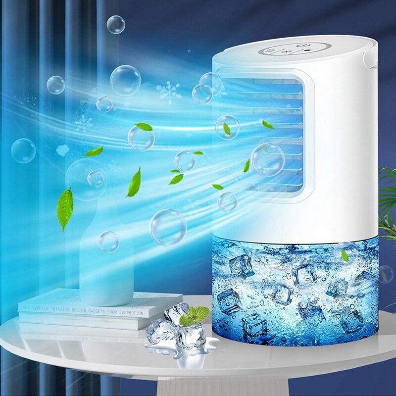 Ventilador Portátil Do Condicionador De Ar, Mini Refrigerador De Ar, Unidade Pequena Do Condicionador De Ar, Tanque De Água 800ml, 3 Velocidades