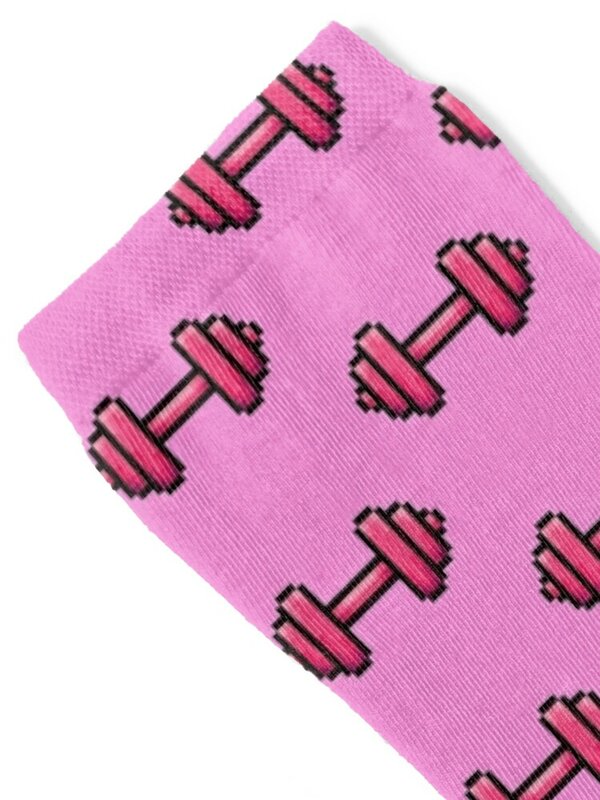 Sztanga treningowa różowa Pixel Art ikona skarpetki bawełniane estetyczne designerskie męskie skarpetki damskie