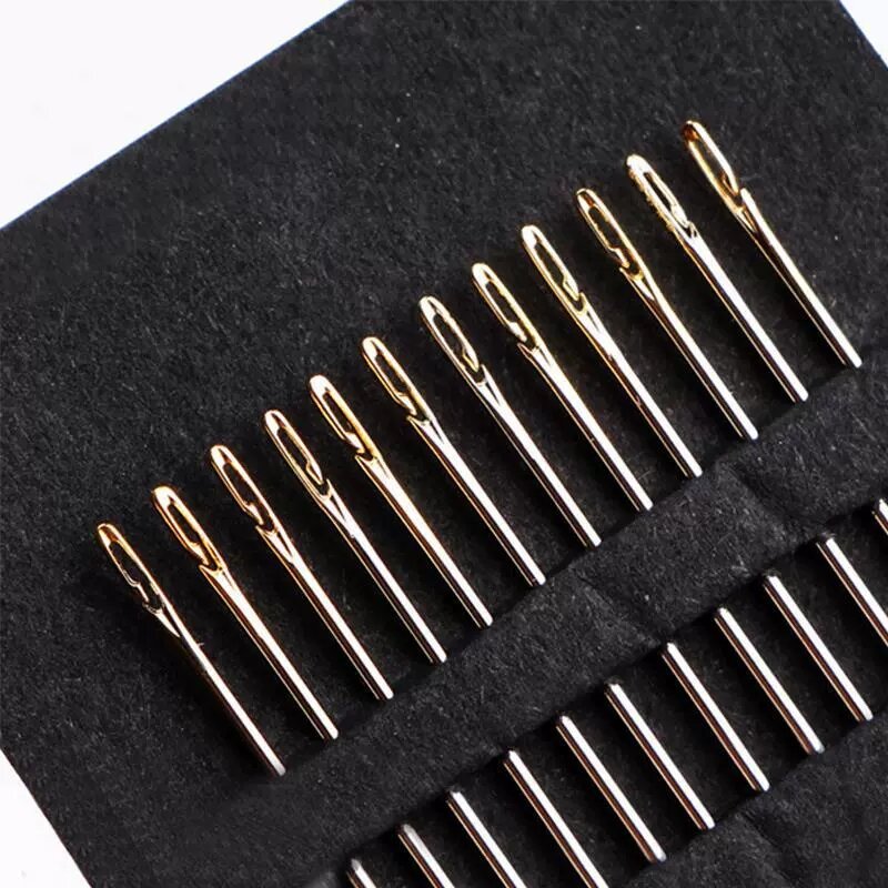 24/12PCS Multisize DIY Side Threading Needle Darning Stainless Steel Embroidery Sewing Clothes Tail Needles Hand Household Tools