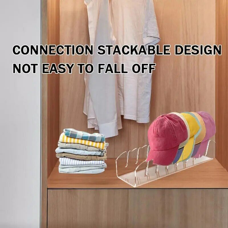 Tabletop Hat Rack Stand Display Baseball Hat Transparent Organizer Stand Clothing Space-Saving Storage Rack Non Install For