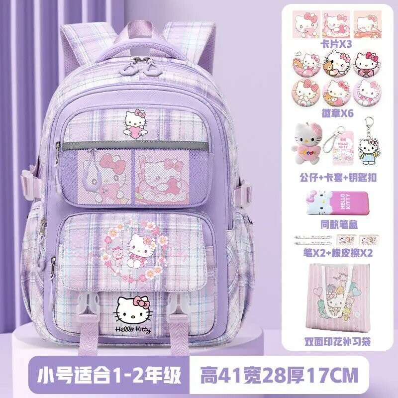 Sanrio Hello Kitty Hello Kitty Schoolbag para crianças, mochila estudantil de grande capacidade para menina, novo