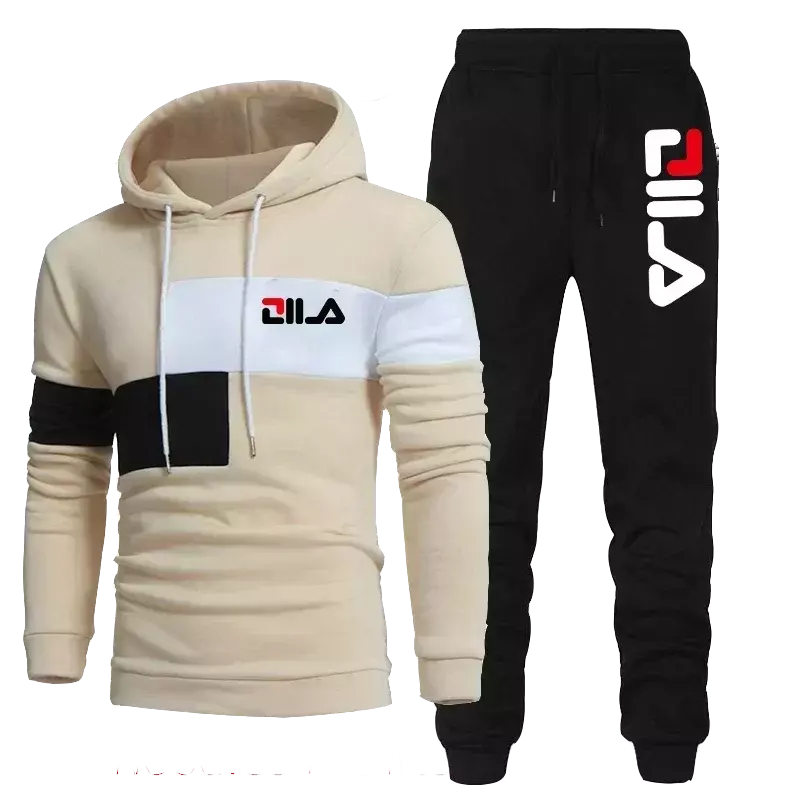 Spring and winter high quality casual sportswear set men's hooded long-sleeved sweatshirt and jogging pants 2-piece set