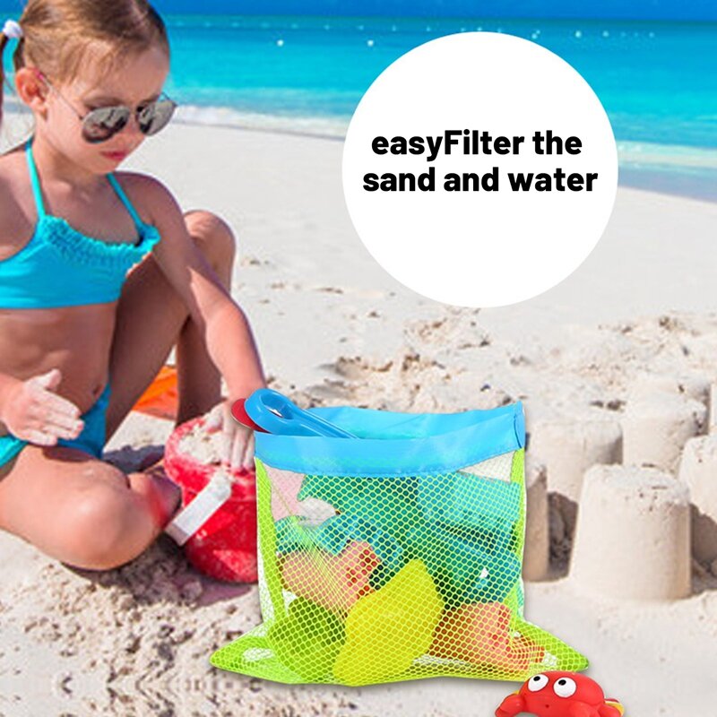 Mesh Beach Bag para crianças, Seashell Bags, Toy Storage, Swim Picnic Strap, 6 Pack