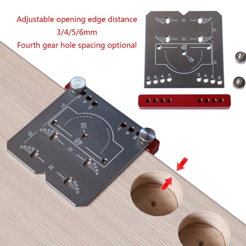 Localizador perforación para bisagra 35mm, distancia borde ajustable, placa posicionamiento, herramienta apertura