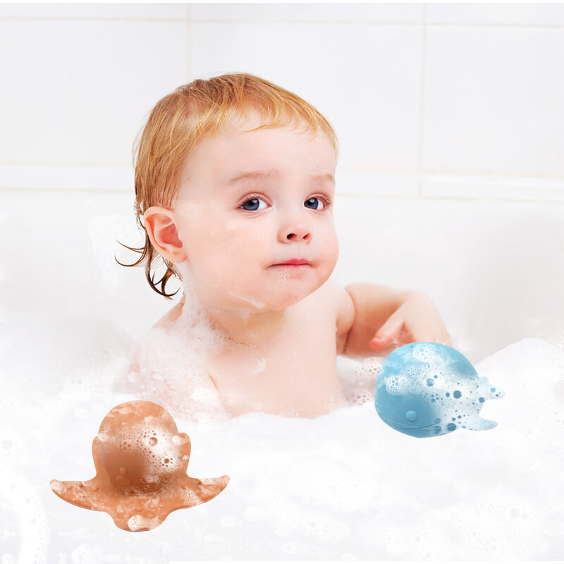Ensemble de jouets de bain flottants en silicone pour bébés, jeu d'eau pour tout-petits, vaporisateur d'eau baleine pour enfants, jouet de plage, cadeaux de douche pour bébés