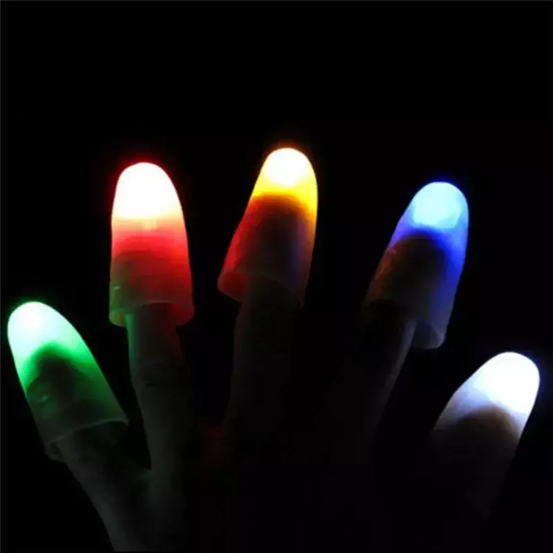 Pouce magique avec lumière LED bleue pour adulte et enfant, accessoires de tour de magie, doigts clignotants, jouets de fête d'Halloween, ensemble de 2 pièces