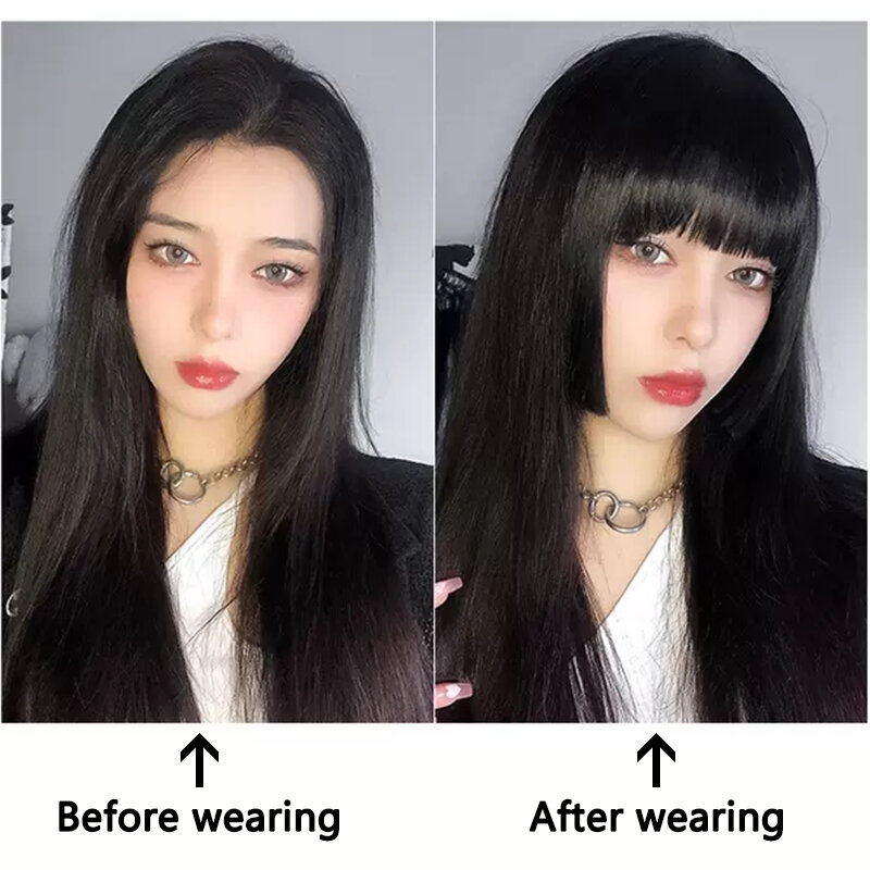 PAGEUP Synthesis Princess Cut Bangs Hair Extension Synthetic Wig Natural High Temperature Synthetic Fake Bangs Hair Piece Clip