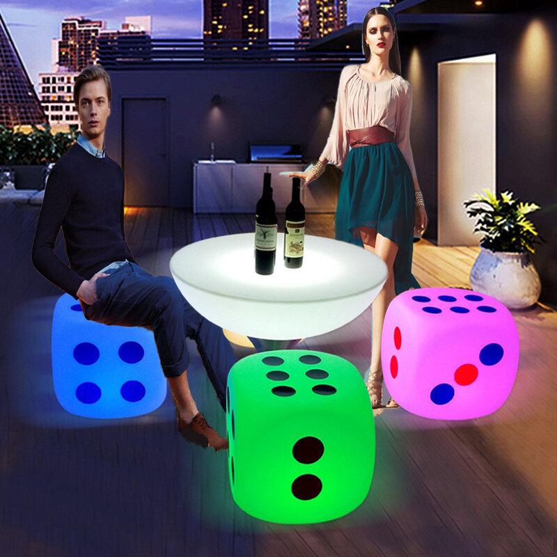 KTV Colorful Creative Rechargeable Remote Control 16-color Rotomolding Round Table Luminous Furniture