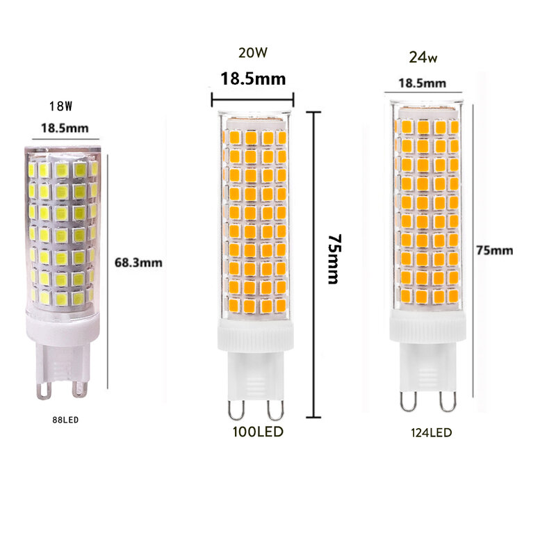 Mini G9 lampadine a LED lampada in ceramica leggera 220V 110V 7W 9W 12W 18W 20W 24W 2835 SMD sostituire lampade alogene 100W luminose per la decorazione domestica