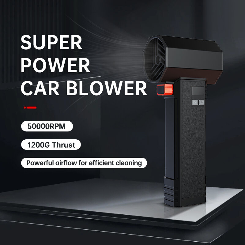 Ventilador de mano Turbo para coche, potente soplador de aire, Motor sin escobillas, superfuerte, empuje instantáneo de 1,2 KG