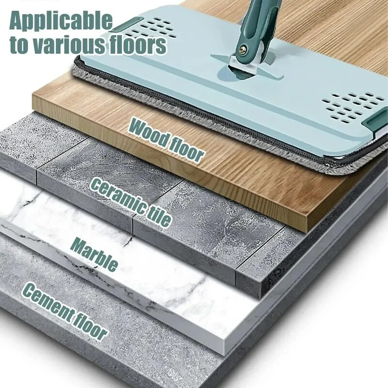 ممسحة الضغط المسطحة مع دلو ، تنظيف الأرضيات ، وسادات ستوكات ، الاستخدام الرطب أو الجاف على صفائح الخشب الصلب ، خالية من اليد