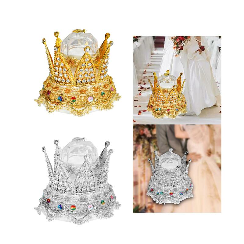 Wedding Ring Box Mini Trinket Case Creative Storage Rack Crown Jewelry Boxes for Desktop Proposal Wedding Showcase Valentines