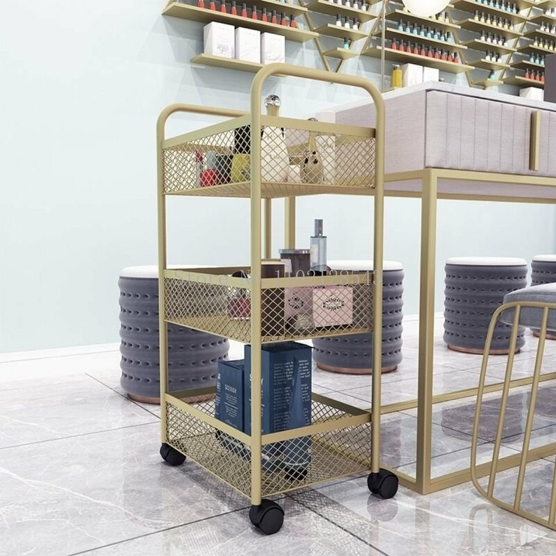 Beauty Cart Trolley Storage Rack Wheel Barber Shop Nail Salon Special Tool Cart Snack Storage Rack Bar Cart for Kitchen Rolling