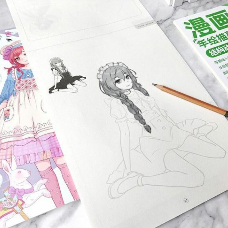 Anime Hand Drawing Books, Cartoon Comics Hand Drawn Tutorial Book, Novice Zero Basic Line Draft Practice Books