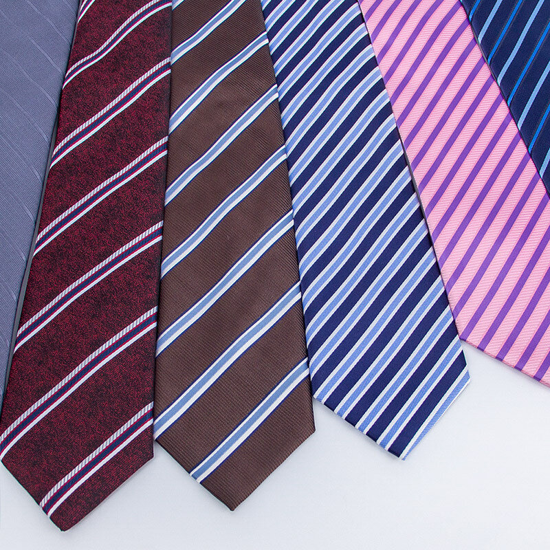 Cravate rayée bleue en polyester pour hommes, cravate étroite, accessoires de costume, affaires, entretien, vêtements de cérémonie, fête d'anniversaire, 7.5cm
