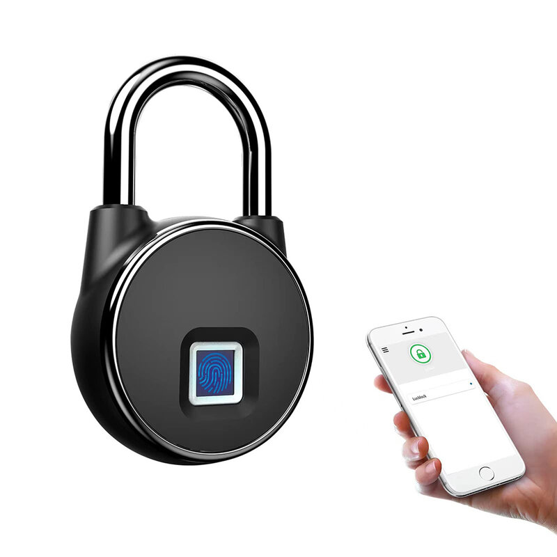 Smart Fingerprint Cadeado, Cadeado Bluetooth, Tuya App Desbloqueio, Segurança à Prova D'Água, Bloqueio Eletrônico para Mala, Mochila, Ginásio, Escritório