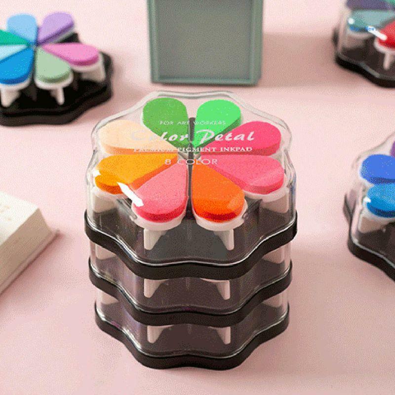 8 Colors Water Drop Pad Stamp DIY Finger Painting Craft Kids Student Stationeries