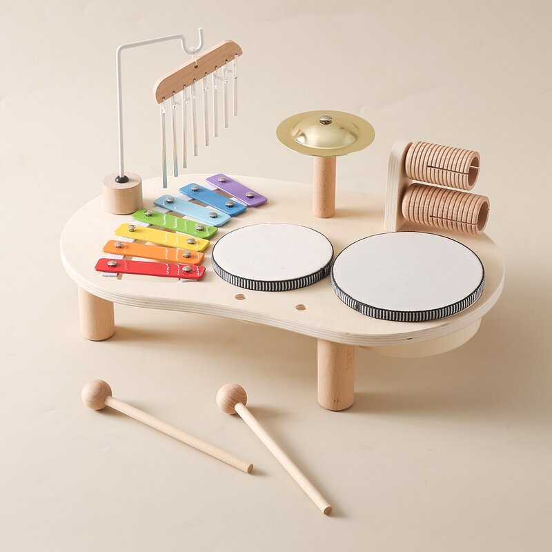 Baby Äolian Glocken Rassel Montessori Lernspiel zeug Kinder Musikspiel zeug Kinder Schlagzeug Musik Tisch Holz Musik instrumente