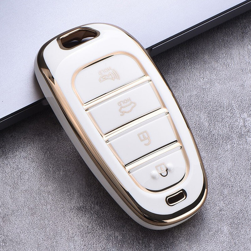 Car TPU Key Holder Case Cover For Hyundai Tucson Solaris Sonata Hybrid NEXO NX4 Santafe Dn8 4 Buttons 2020 2021 2022 Accessories