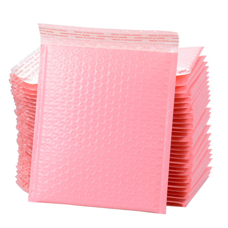 20Pcs สีชมพูกระเป๋าฟองโฟม Self Seal กระเป๋ากันน้ำ Mailers จัดส่งถุงคริสต์มาสของขวัญบรรจุภัณฑ์อุปกรณ์