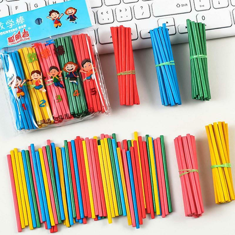 Tongkat menghitung warna-warni matematika Montessori, alat bantu mengajar anak prasekolah mainan Belajar Matematika hadiah 100 buah/set