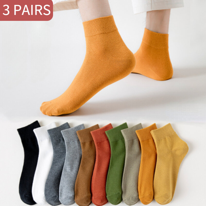 Calcetines tobilleros transpirables para mujer, calcetín largo de algodón, color blanco y negro, primavera y otoño, 3 pares