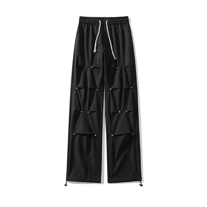Брюки-карго мужские прямые однотонные, повседневные спортивные штаны в Корейском стиле, уличная одежда для бега, весна