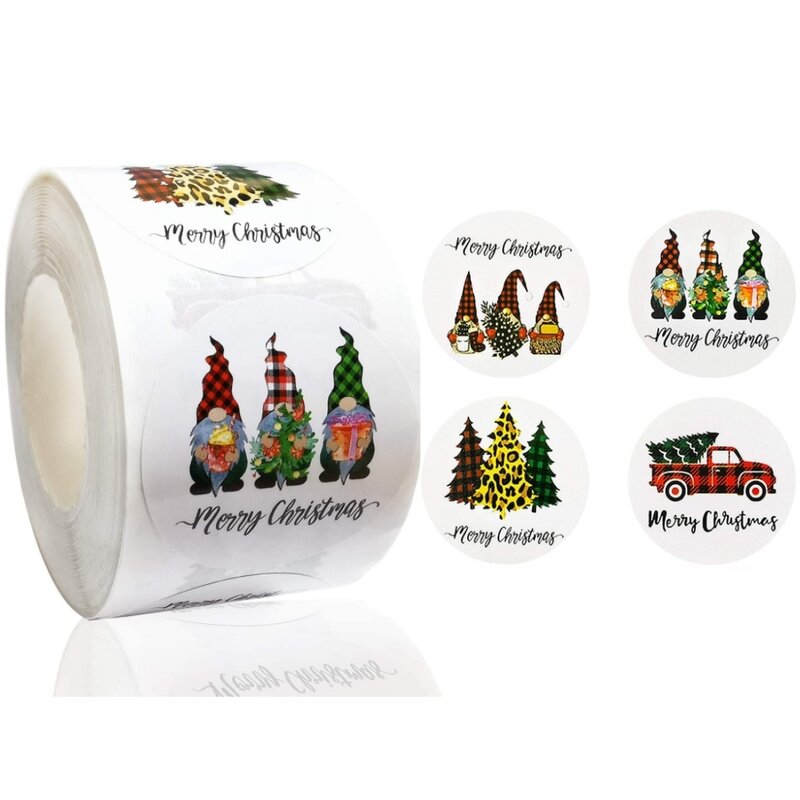 50-500 pces árvore de natal papai noel feliz natal adesivos 2.5cm presente adesivos de vedação do feriado doces saco caixa decoração