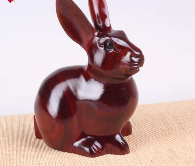 Zodiacウサギの彫刻工芸品、無垢材、ホームオフィスの装飾、新しい工場直販