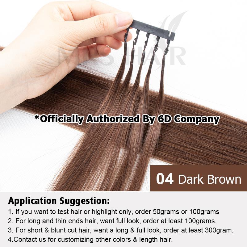 Mrs Hair 6d Hair Extensions Human Hair Non-Remy 6d2 Hair Extensions Micro Minuscule Onzichtbare Metalen Tips Keratine Bindingen