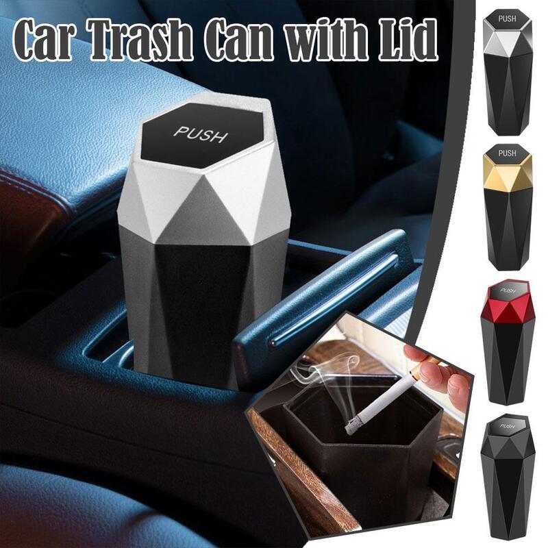 Mini Car Trash Can Portable Dustbin with Lid Leakproof Automobile Garbage Bin Trashcans for Car Cup Holder Side Door Seat Back
