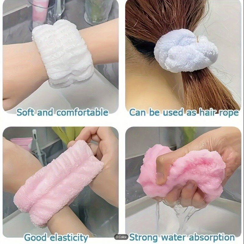 Pulseira absorvente de microfibra para mulheres, faixa de lavagem facial spa anel de cabelo toalha bandas de suor 1 par