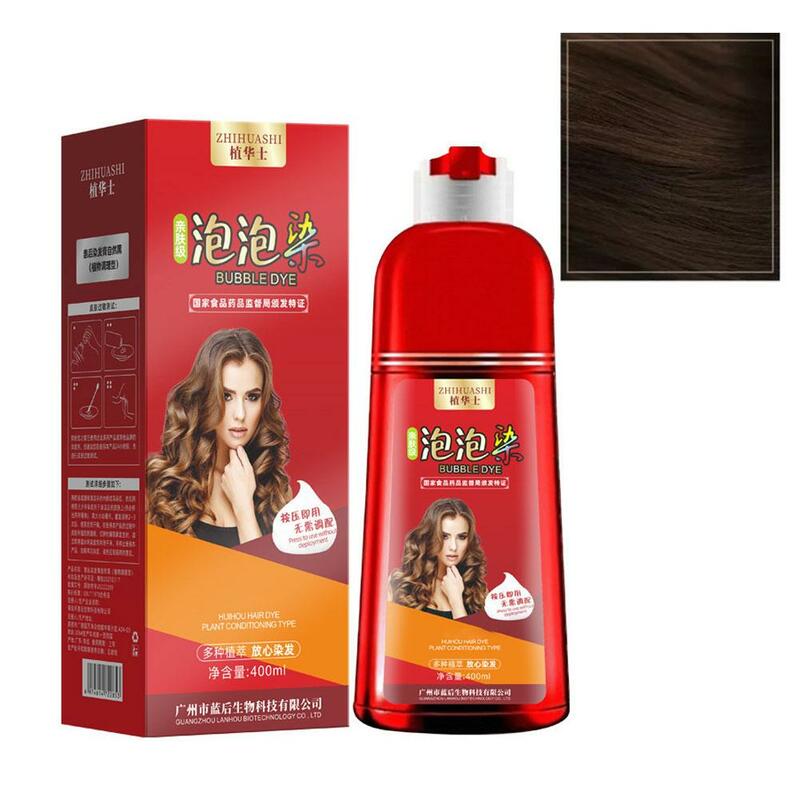 Tinte de burbujas de plantas para el cabello, botella roja de 400ml, Color Natural puro, champú para el cabello, tinte para el cabello, crema no irritante para el hogar Y3Q4