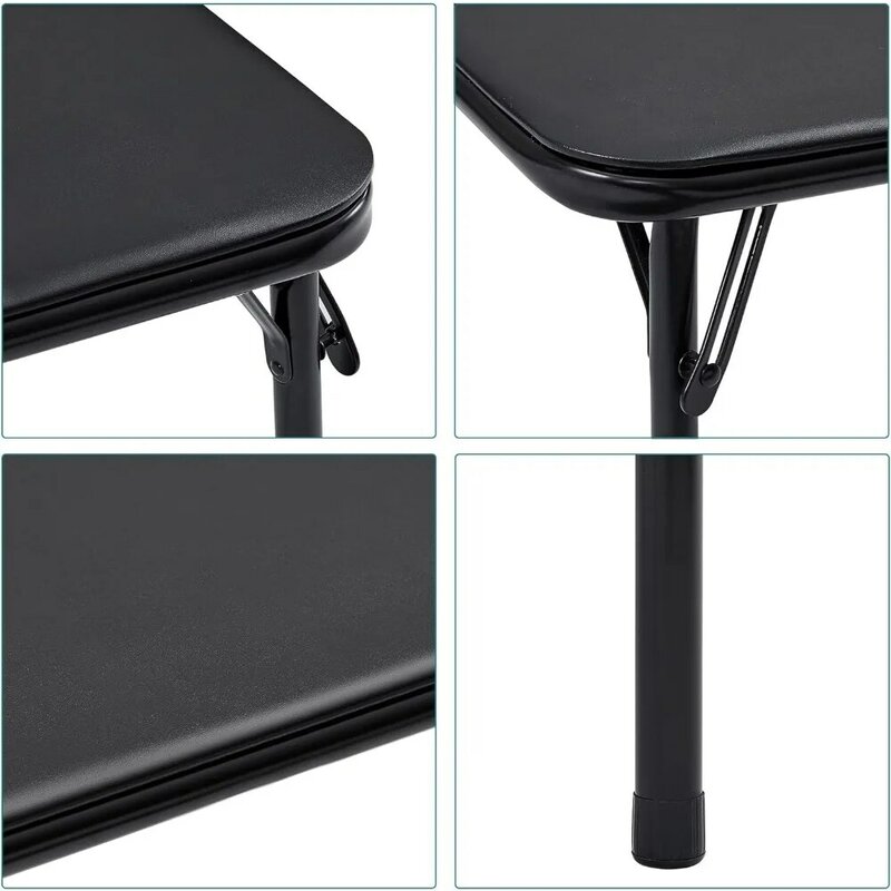 VECELO-Mesa dobrável e cadeiras para crianças, portátil, almofada acolchoada ultra macia em PU, preto, conjunto de 5 peças