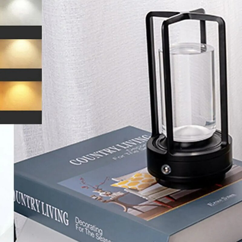 Беспроводная Настольная лампа с бесступенчатым затемнением, перезаряжаемый сенсорный светильник с кристаллами для гостиной, спальни, 3 цвета