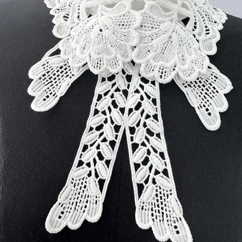 Colletto in pizzo da donna bianco nuovo colletto finto con lacci scialle papillon colletto mantello falsi collari